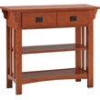 Bowery Hill Solid Wood Mission Bookcase with Drawers in Medium Oak
