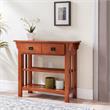 Bowery Hill Solid Wood Mission Bookcase with Drawers in Medium Oak