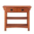 Bowery Hill Solid Wood Mission Bookcase with Drawers in Medium Oak