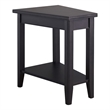 Bowery Hill Recliner Solid Wood Wedge Table with Shelf in Black