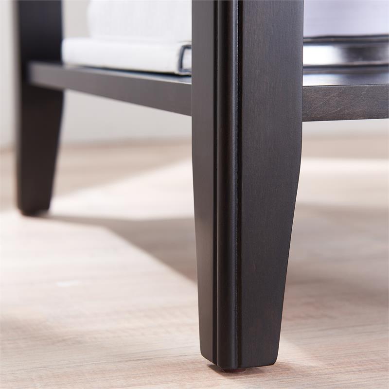 Bowery Hill Narrow Solid Wood End Table with Display Shelf in Black