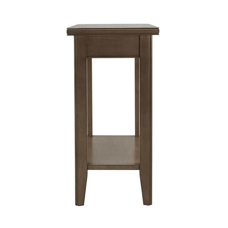 Bowery Hill Solid Wood Narrow End Table with Shelf in Smoke Gray