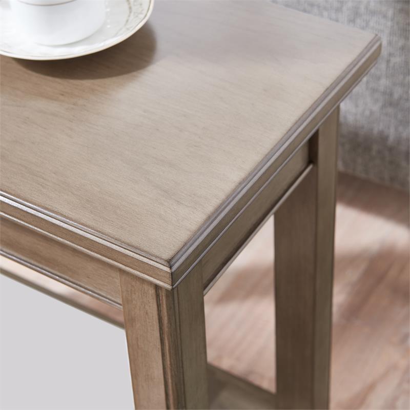 Bowery Hill Solid Wood Narrow End Table with Shelf in Smoke Gray