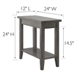 Bowery Hill Solid Wood Narrow End Table with Shelf in Smoke Gray