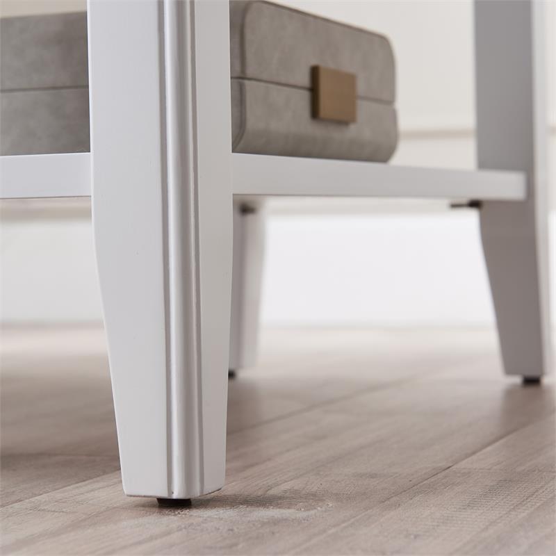 Bowery Hill Contemporary Solid Wood Narrow End Table with Shelf in White