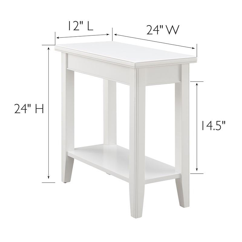 Bowery Hill Contemporary Solid Wood Narrow End Table with Shelf in White
