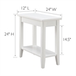 Bowery Hill Contemporary Solid Wood Narrow End Table with Shelf in White