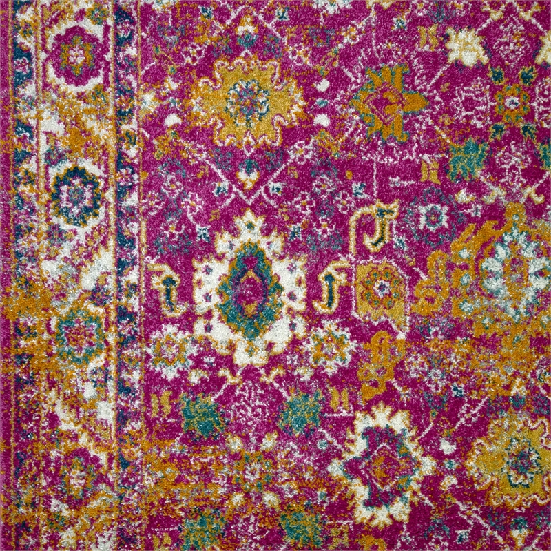 Bowery Hill Vintage Turkish Medallion Faded Fuchsia Area Rug 5'3