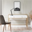 Bowery Hill Desk with Drop Front Keyboard Drawer in White/Satin Gold