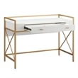 Bowery Hill Desk with Drop Front Keyboard Drawer in White/Satin Gold