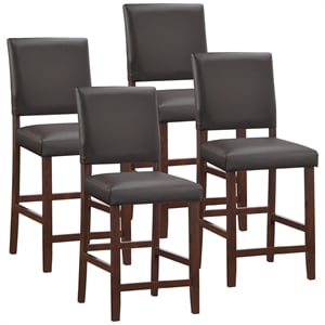 Bowery Hill Padded Metal Counter Stool with Barrelback in Cappuccino - Set of 4