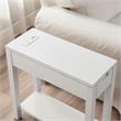 Bowery Hill Solid Wood Mission Side Table with Locking Drawer in Medium Oak