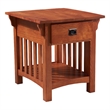 Bowery Hill Solid Wood Mission Side Table with Locking Drawer in Medium Oak