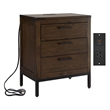 Bowery Hill 3-Drawer Wood Nightstand Table with AC/USB Charging in Espresso