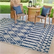 Bowery Hill Gray with Blue Moroccan Indoor Outdoor Area Rug 7'10
