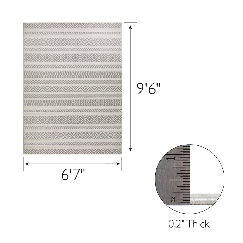 Bowery Hill Gray Multi-Pattern Indoor Outdoor Area Rug 6'7
