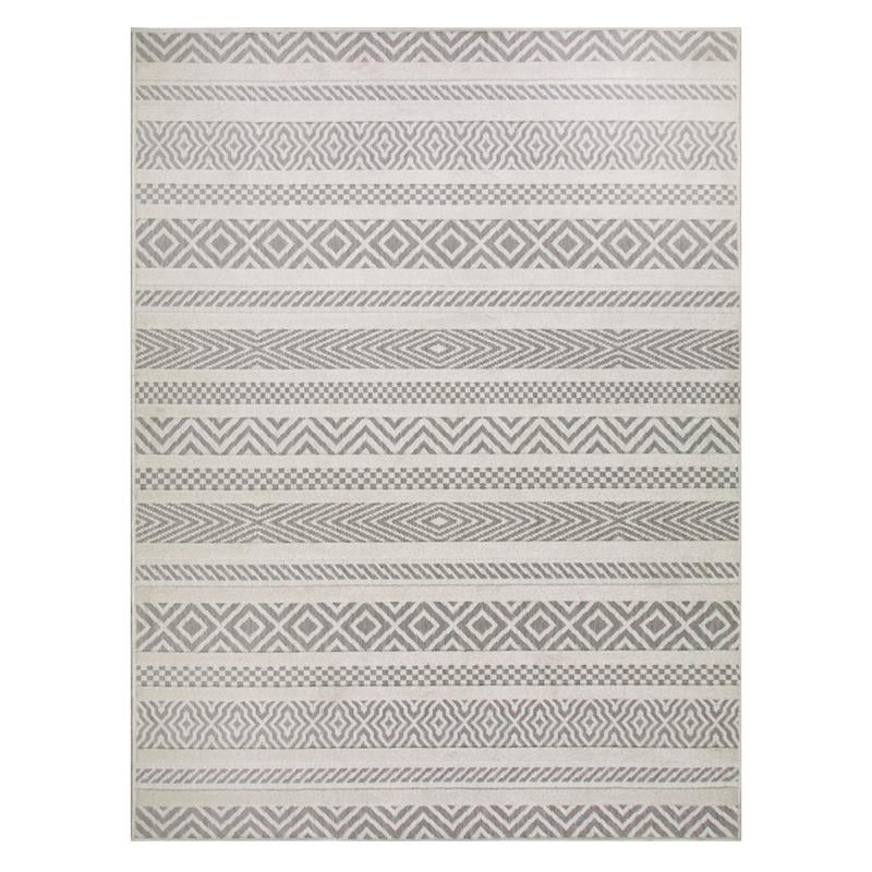 Bowery Hill Gray Multi-Pattern Indoor Outdoor Area Rug 6'7