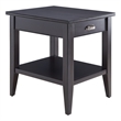 Bowery Hill Solid Wood End Table with Drawer and Display Shelf in Black