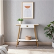Bowery Hill Wood and Metal Console Table with Drawer in White