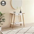 Bowery Hill Wood and Metal Console Table with Drawer in White