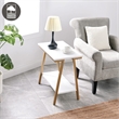 Bowery Hill Narrow Wood Side Table with Metal Frame in White