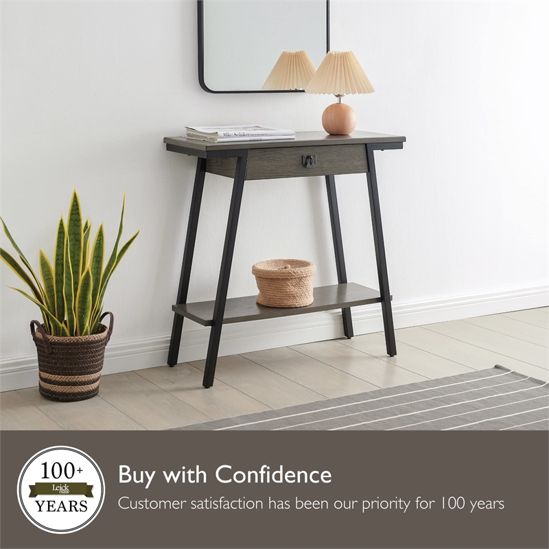 Bowery Hill Wood and Metal Console Table with Drawer in Gray