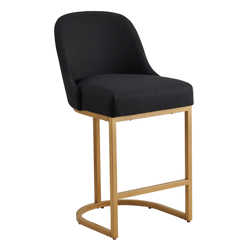 Bowery Hill Barrelback Metal Counter Stool Set of 2 in Gold/Black