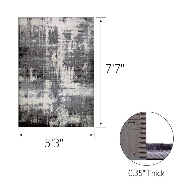 Bowery Hill Vintage Monochromatic Abstract Area Rug 5'3