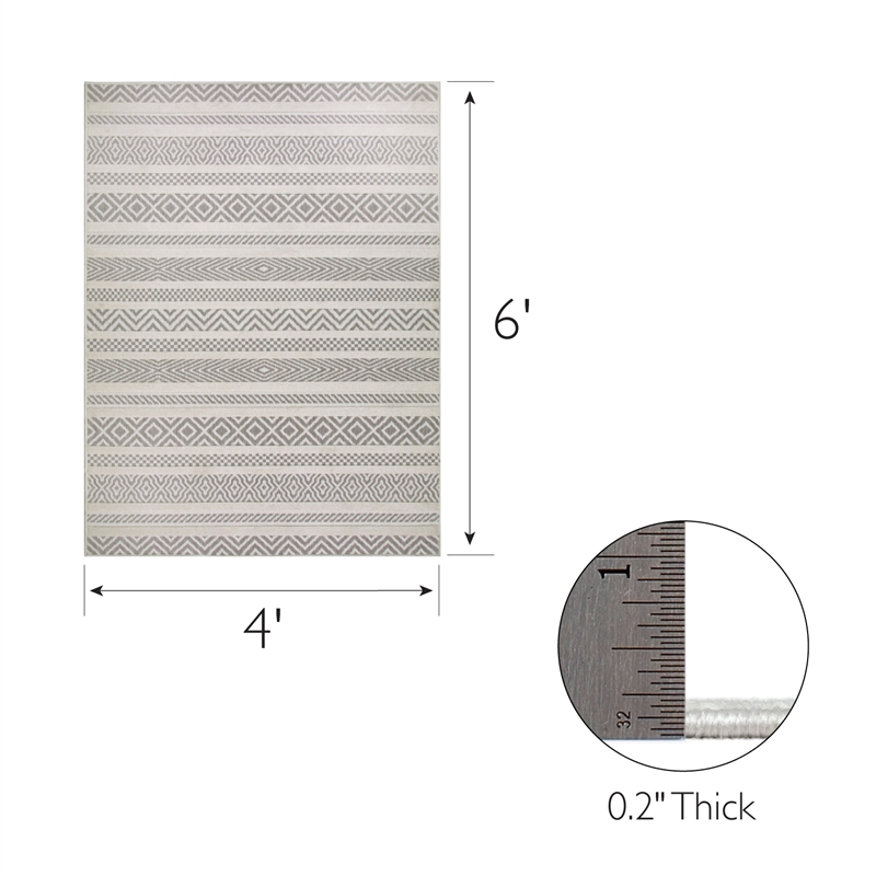 Bowery Hill Multi-Color-Pattern Indoor Outdoor Area Rug 4' x 6' in Gray/Beige