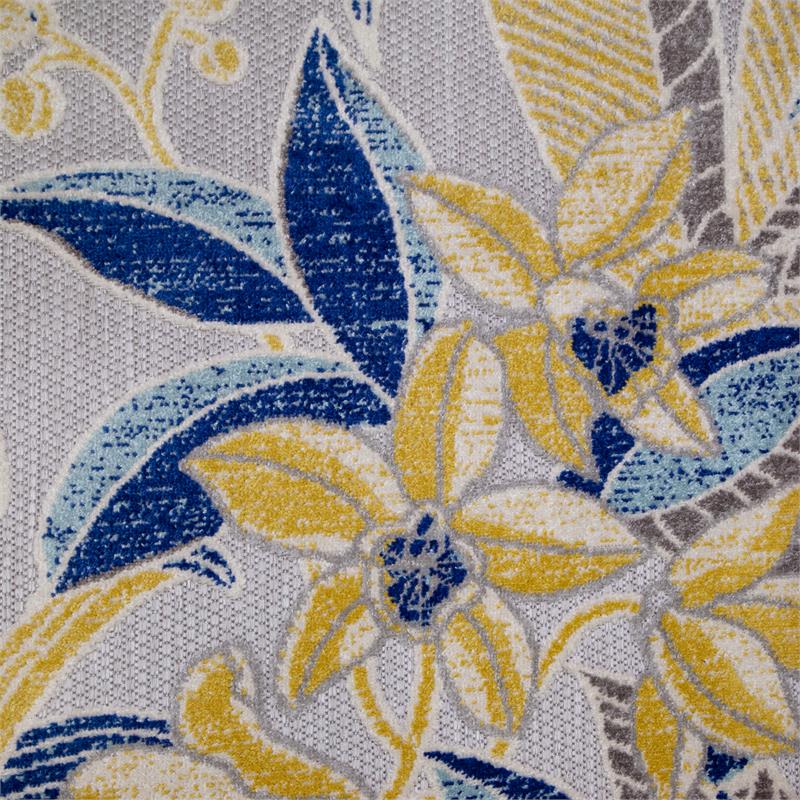 Bowery Hill Floral Indoor Outdoor Area Rug 3' x 5' in Gray/Gold/Blue