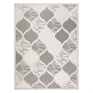 Bowery Hill Quatrefoil Indoor Outdoor Area Rug 5'3&quot x 7' in Gray/Ivory
