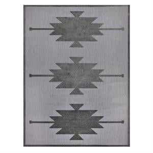 Bowery Hill Southwestern Indoor Outdoor Area Rug 5'3&quot x 7' in Dark/Light Gray