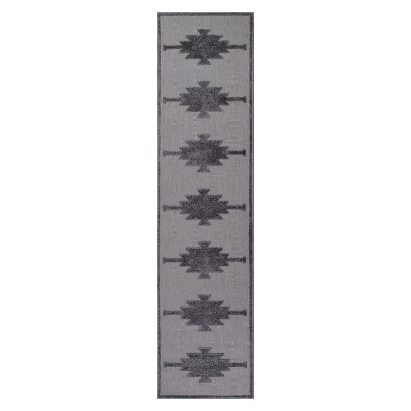 Bowery Hill Southwestern Indoor/Outdoor Area Dark/Light Gray Rug Runner 2' x 8'