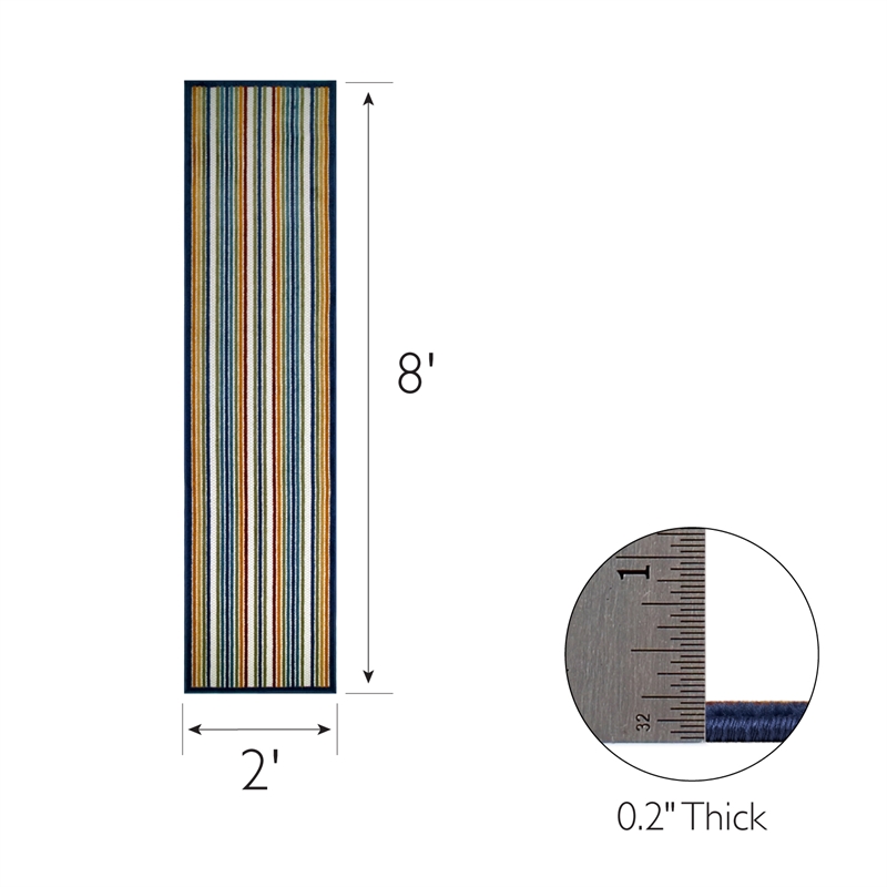 Bowery Hill Colorful Line Indoor Outdoor Area Rug Runner 2' x 8' in Multi-Color
