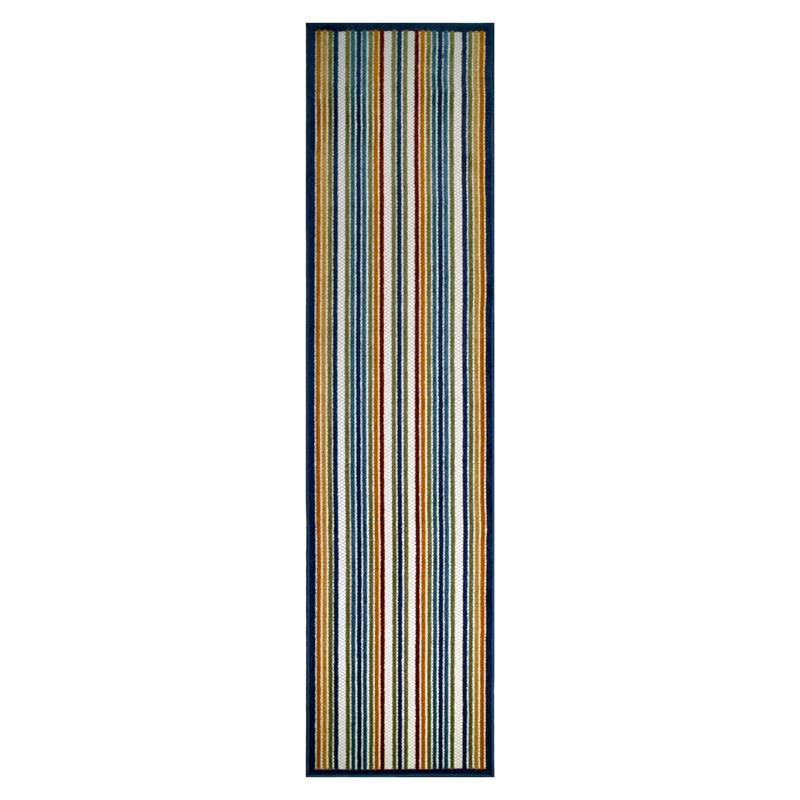 Bowery Hill Colorful Line Indoor Outdoor Area Rug Runner 2' x 8' in Multi-Color
