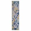 Bowery Hill Floral Indoor Outdoor Area Rug Runner 2' x 8' in Gray/Gold/Blue