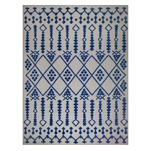 Bowery Hill Gray with Blue Moroccan Indoor Outdoor Area Rug 4' x 6'