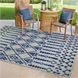 Bowery Hill Gray with Blue Moroccan Indoor Outdoor Area Rug 5'3