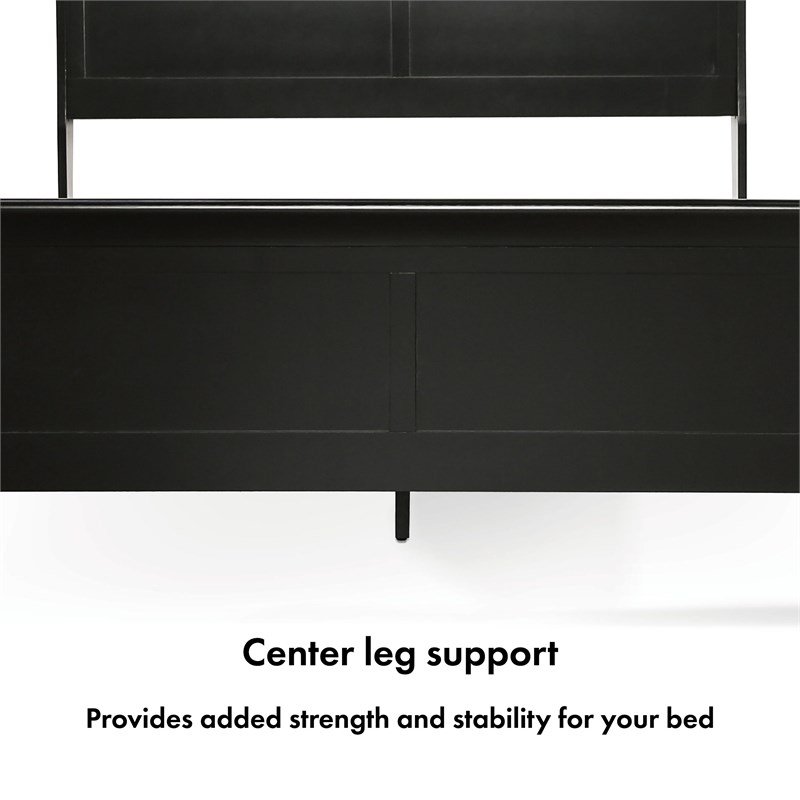 Bowery Hill Transitional Queen Bed and 2 Nightstands Set in Black