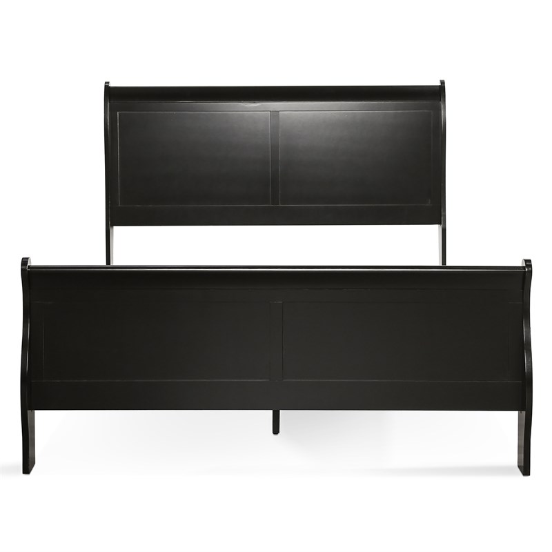 Bowery Hill Transitional Queen Bed and 2 Nightstands Set in Black