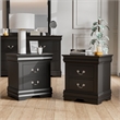Bowery Hill Transitional Queen Bed and 2 Nightstands Set in Black