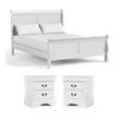 Bowery Hill Queen Panel Bed and 2 Nightstands Set in White