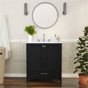Bowery Hill 30&quot Bathroom Vanity with Undermount Sink in Black Modern Design