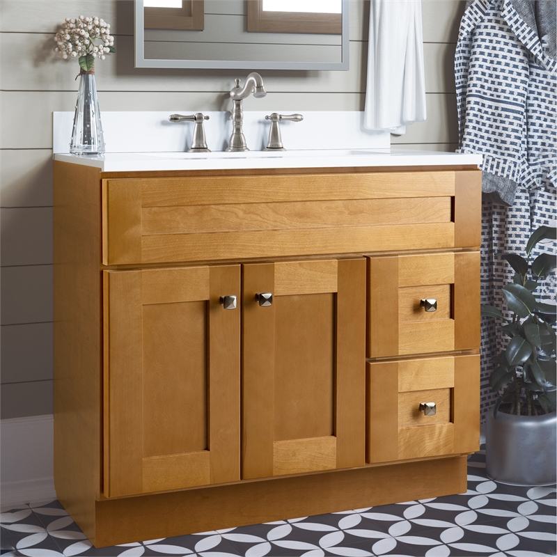 Bowery Hill 36-Inch Vanity Wood Without Top in Modern Birch/Bronze