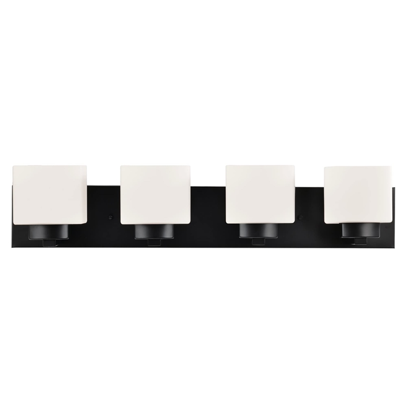 Bowery Hill Stainless Steel Bath Light in Matte Black 4-Light