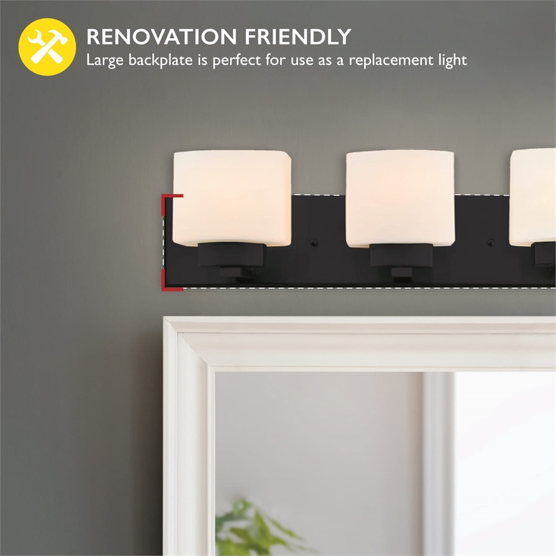 Bowery Hill Stainless Steel Bath Light in Matte Black 4-Light