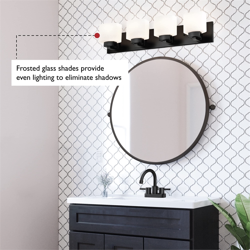 Bowery Hill Stainless Steel Bath Light in Matte Black 4-Light