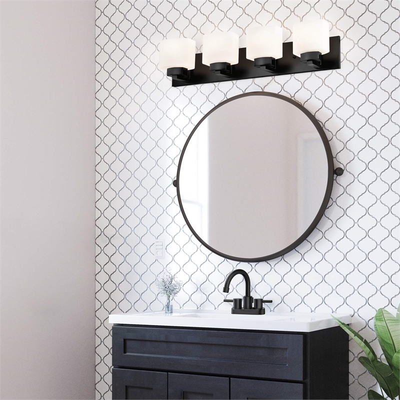 Bowery Hill Stainless Steel Bath Light in Matte Black 4-Light