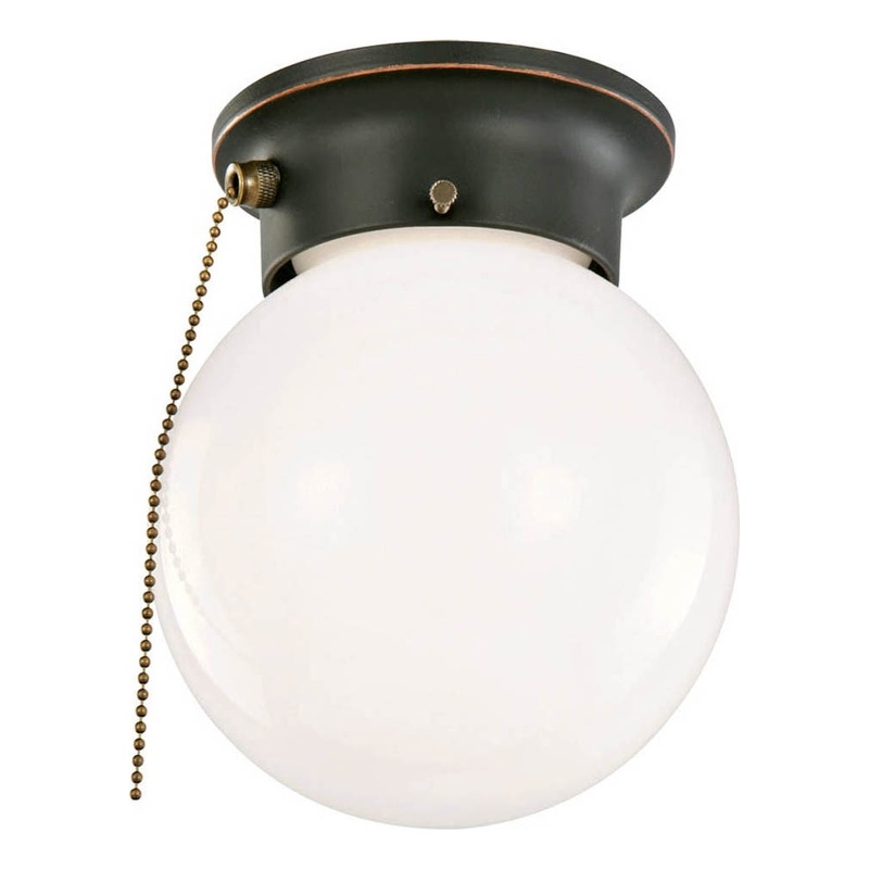 Bowery Hill Globe Steel Ceiling Light with Pull Chain in Bronze
