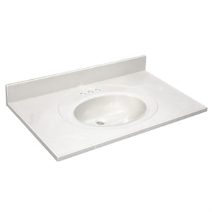 Bowery Hill Cultured Marble White on White Vanity Top 37 Inch x 22 Inch